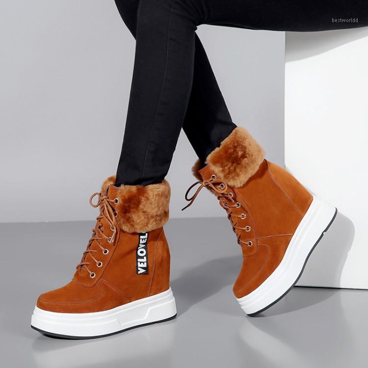 

Women Snow Boots Warm Short Fur Plush Winter Ankle Boot Plus Size Platform Ladies Suede Shoes Female Comfort Wedges shoes1, Black