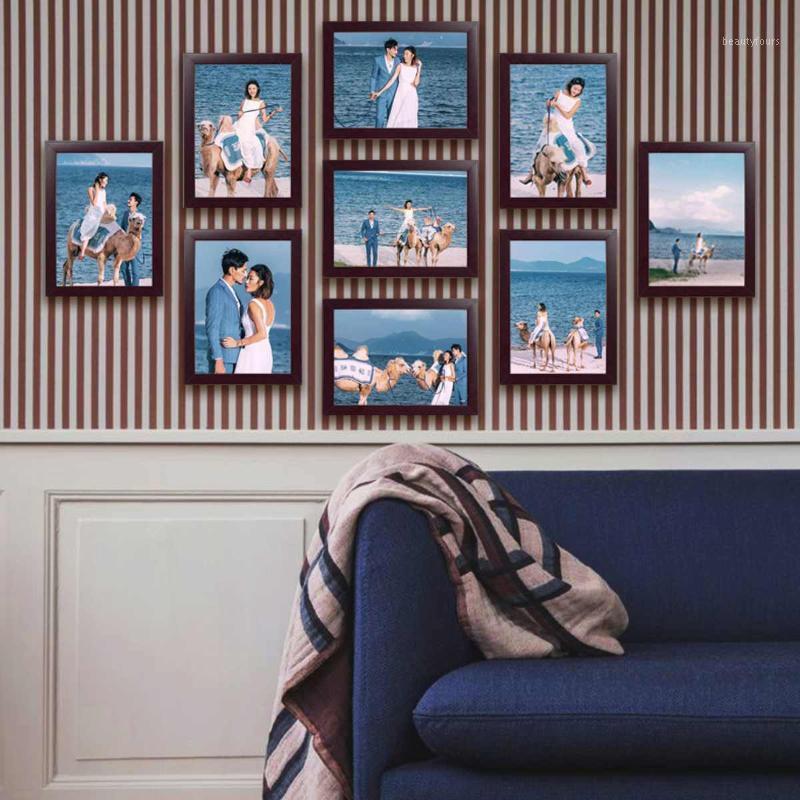 

9pcs Picture Photo Frame Set DIY Removable Wall Mural Black White Color Photos Frames Sticker Decal Living Room Home Decor 7inch1