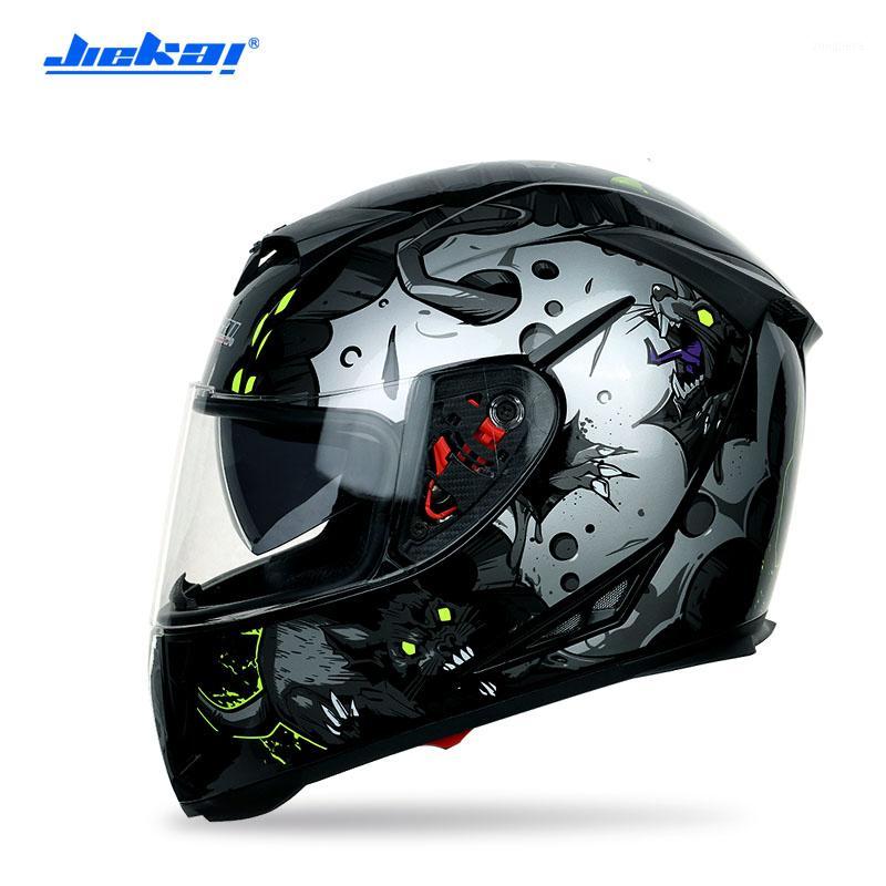

black silver JIEKAI Double Lens Motorcycle Helmet for men Knight Full Face Motorbike motocross moto Helmets Size M  XL XXL1, Villain red