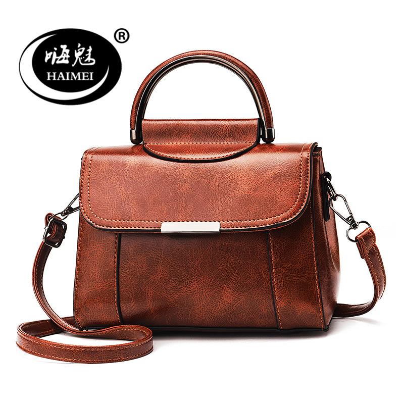 

2021 new ladies handbag fashion one shoulder messenger bag PU female bag shoulder, Black