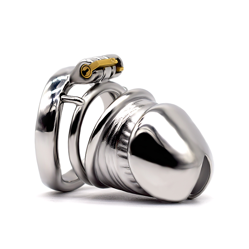 

Latest Design Glans Shape Male Cock Cage With Curve Penis Ring Bondage Lock Stainless Steel Chastity Device Adult BDSM Sex Toy F52