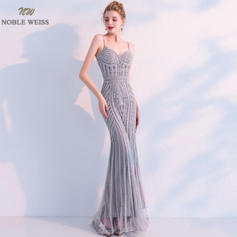 

NOBLE WEISS Mermaid Prom Dresses Floor Length Sexy Sequin Backless Prom Dress Sexy Evening Gown Free Shipping, Picture color