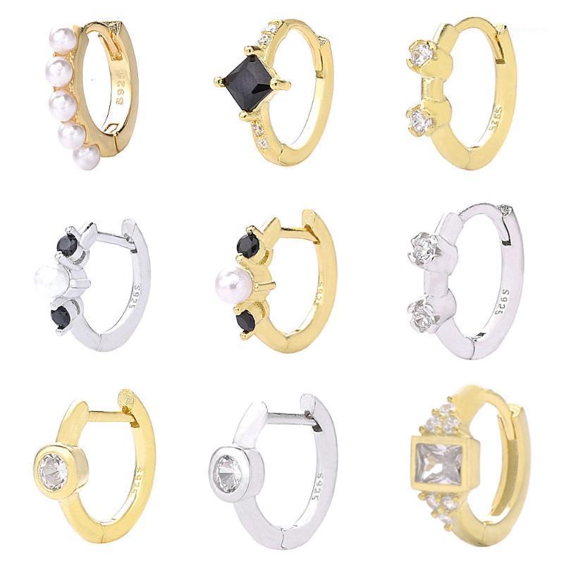 

Slovecabin 2020 New Single Huggies Clips Crystal Pearl Hoop Earring 925 Sterling Silver Gold Opals Loop Circle Women Jewelry1