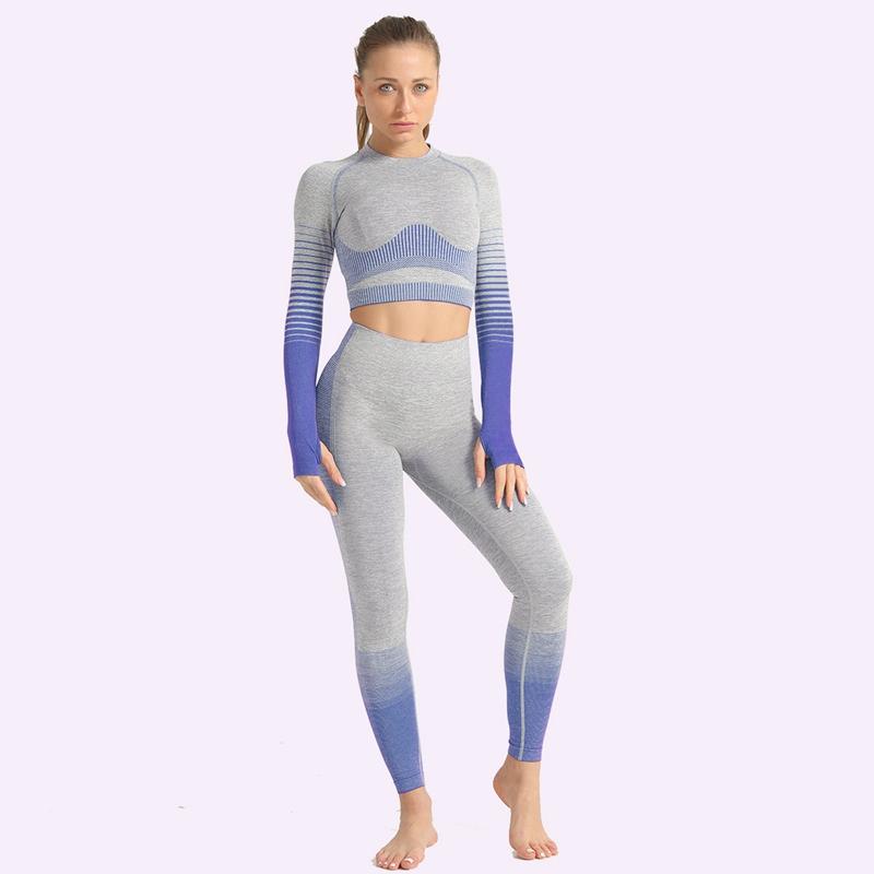 

Seamless Yoga Set Striped Lounge Slimming Leggings Crew-Neck Tank Tops Women Moisture Wicking Umbilicus Exposed Gymnastic Suit, White
