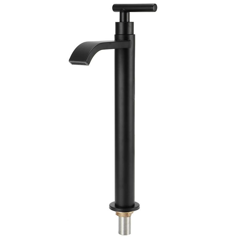 

Bathroom Faucet G1/2 304 Stainless Steel Single Cold Faucet Bathroom Basin Sink Water Tap Black taps for