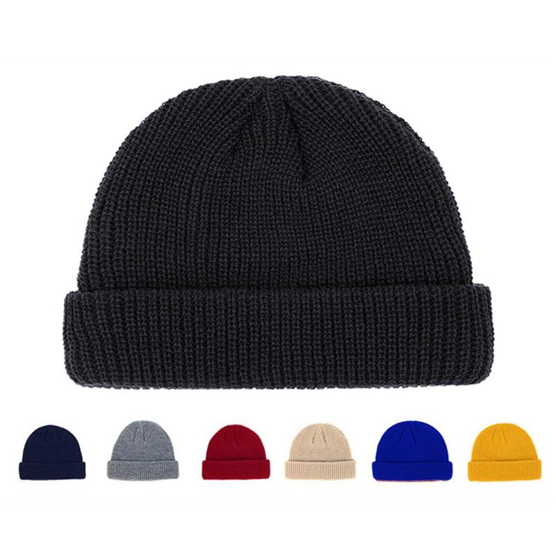 

Fashion Unisex Winter Hat Cuffed Knit Hat Short Melon Skin Beanies Autumn Winter Solid Color Casual Beanie, Bg