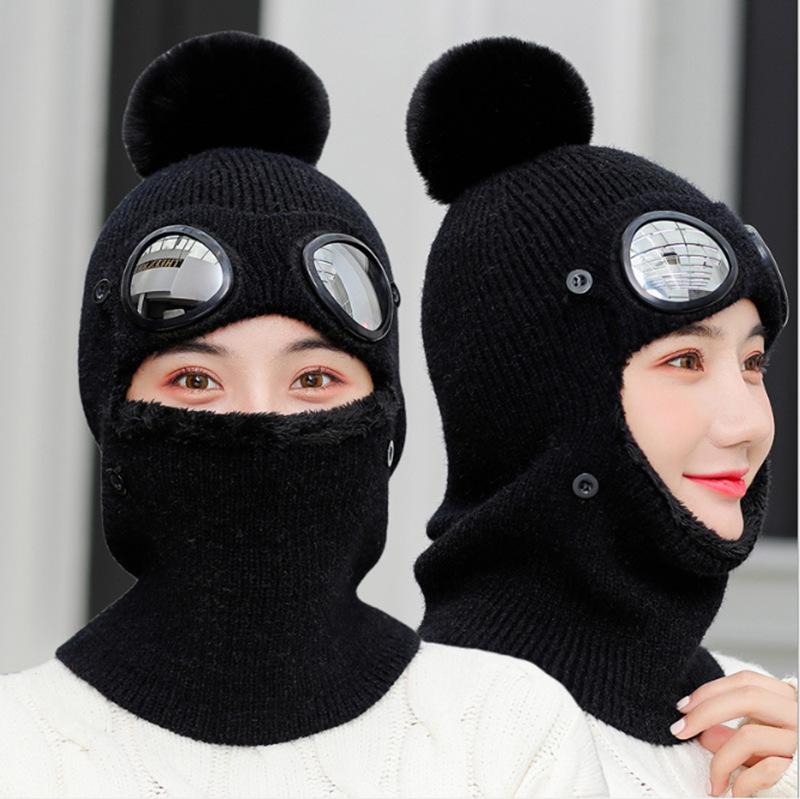 

Women Autumn Winter Fashion Vintage Thicken Keep Warm Luxury Knitted Hats Casual Cute Outdoor 2020 New Designer Bonnet Wholesale, Black