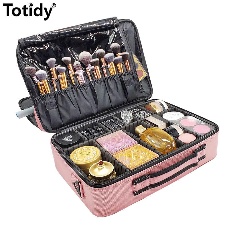 

Female Large Makeup Case Professional Bride Artist Cosmetic Organizer Storage Box Pink Nail Tool Suitcase For Women Make Up Bag, Black