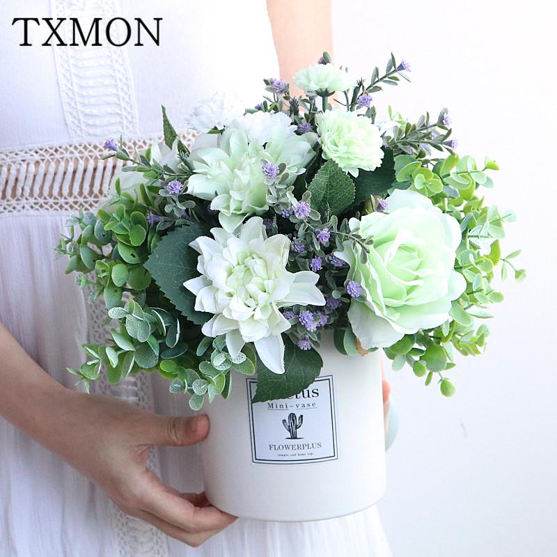 

Simulation rose fake bouquet set (flower+ vase) romantic starry table living room home decoration decoration set plastic flower, J vase