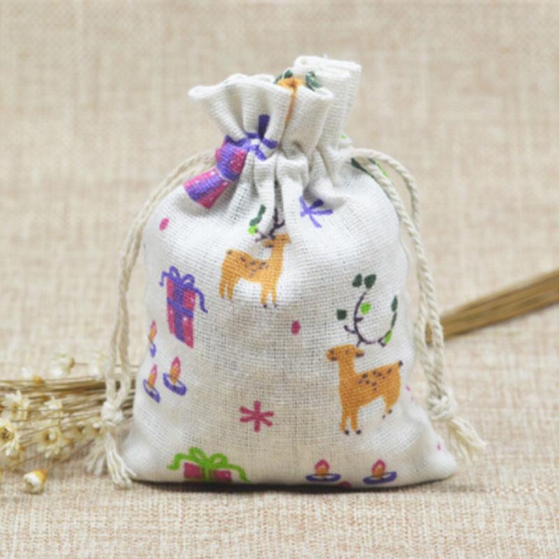 

Christmas Deer Drawstring Bags Cookie Candy Packaging Birthday Wedding Party Gift Boxes Supplies