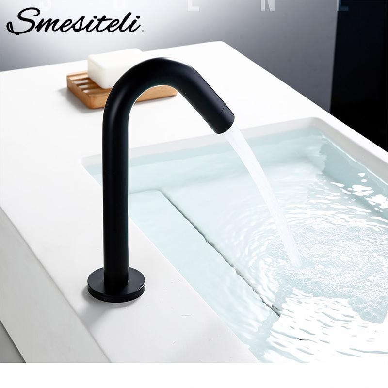 

Bathroom Brass Faucet Water Induction Electric MaBlack Single Cold Automatic Hand Touch Sensor Faucet