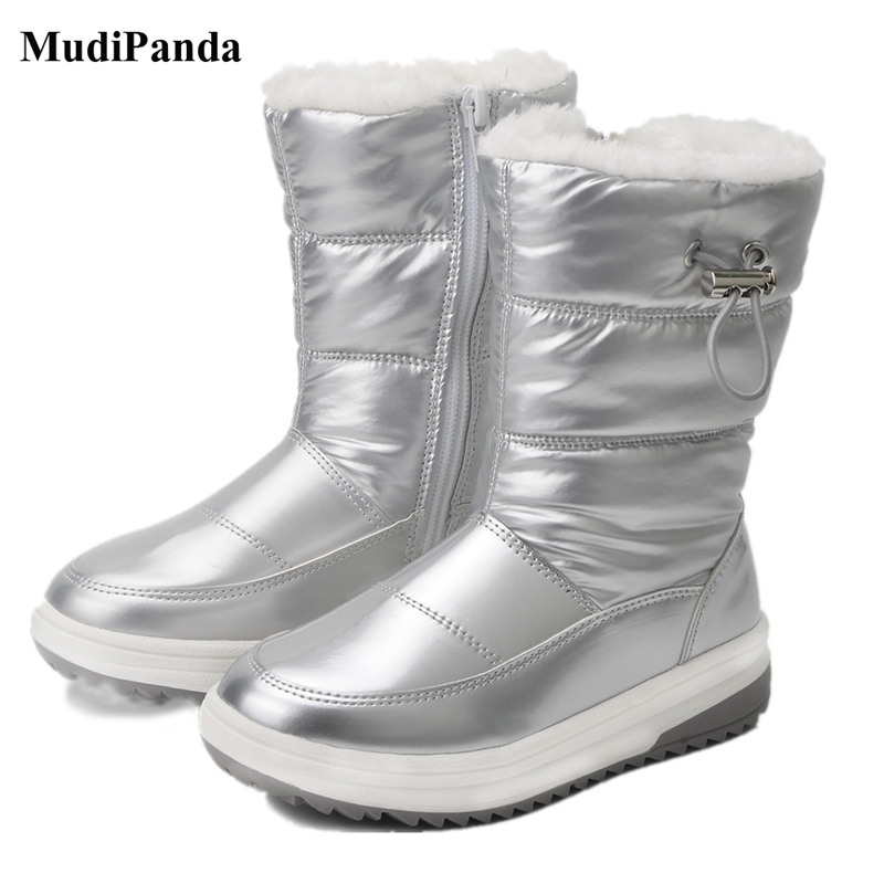 

MudiPanda Children'S Winter Boots For Kids Girls Shoes Boy Plus Velvet Plush Warm Lightweight Snow Boot 5 6 8 9 10 11 Years 201201, Silver