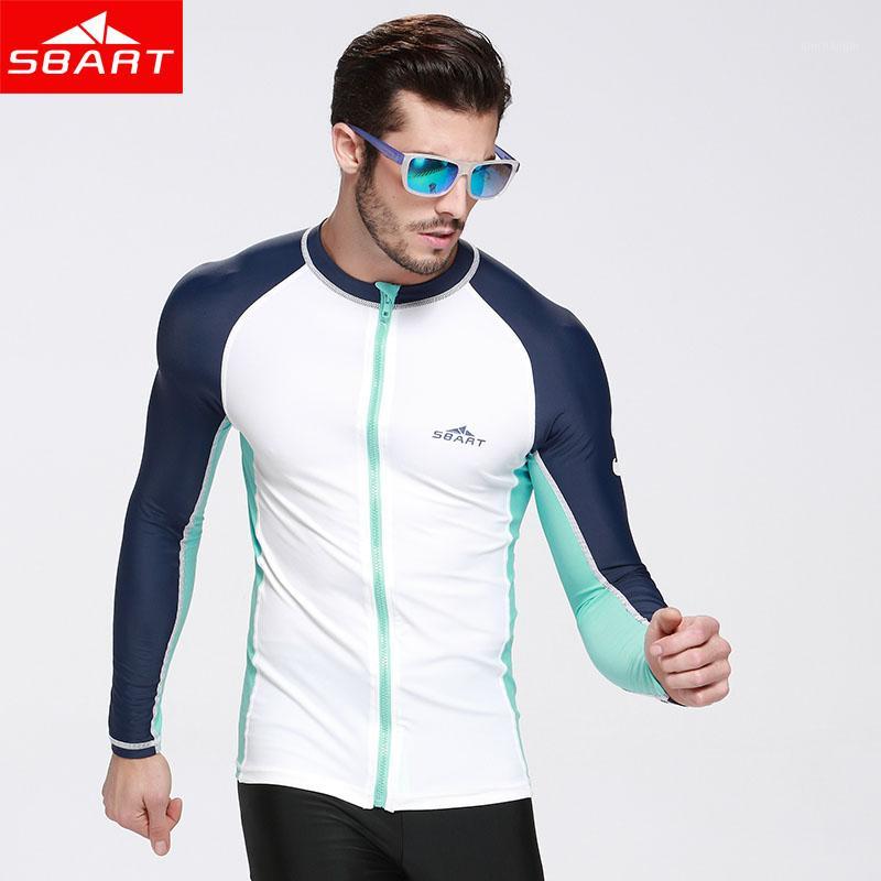

SBART Rash Guard Shirts With Zipper Sun Protection Swim Tops for Men Womens Long Sleeve Rashguard Surfing Jacket Plus Size 3XL L1