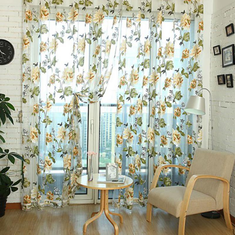 

Chiffon Floral Tulle Voile Window Curtain Drape Panel Sheer Scarf Valances 32, No2