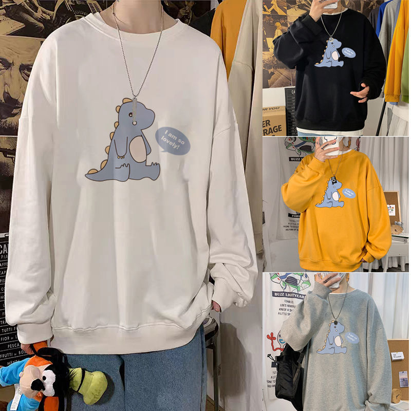 

2021 High quality Kong Wind Students Couples Autumn Clothes Men' Tendency to Joker Around the Neck Bottom Shirt 286H, Black