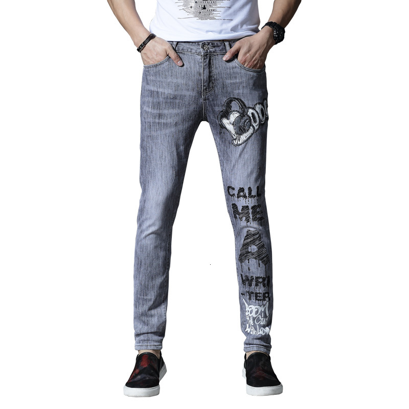 

2021 New Thin Man's Brim Jeans for Men's Hip Pants Summer Light Gray Spring PO2V, Games