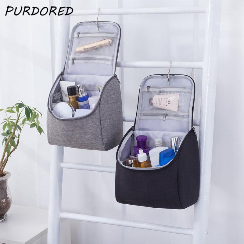 

PURDORED 1 Pc Solid Color Washing Bag Waterproof Oxford Large Cosmetic Bag Travel Makeup Beauty Cosmetic Toiletry Kit1, Black