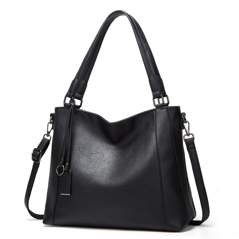 

Women's Genuine Leather Handbag For Women Vintage Embossed Large Capacity Female Shoulder Bag Handmade Crossbody Bag 2021 C1649, Black