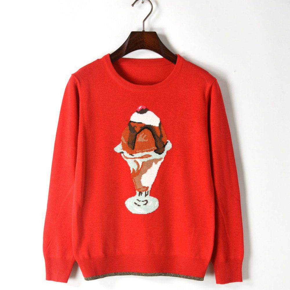 

New Bluffs for Pretty Women From Drawings Ice Cream Female Autumn Pullover Basic Casual Tops High End Jumper 5lu6, Black