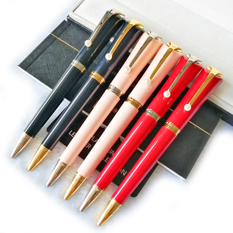 

PURE PEARL Low Promotion High quality Ballpoint Pen Limited edition Muses Marilyn Signature Writing office school Luxury supplies with Pearl in Cap+Plush Pouch, Golden / silver