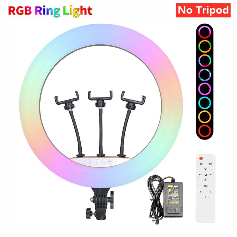 

18 inch 45 cm RGB Ring Light with Phone Clip Holder Stand Selfie Colorful Photography Lighting for Video Lives Youtube Ring Lamp