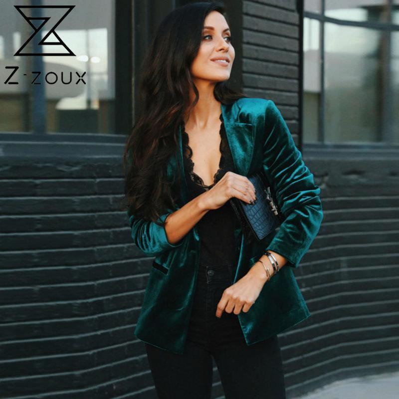 

Z-ZOUX Women Blazer Velvet Blazer Coat Single Breasted Long Sleeve Ladies Black Blazer Jacket Fashion Women's Slim Suit Jacket LJ201021, Wine red