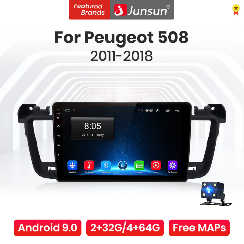 

Junsun V1 Pro 4G+64G Android 9.0 4G Car Radio Multimedia Player For Peugeot 508 2011 - 2018 GPS Navigation no 2din autoradio, Wifi (2gb 32gb)