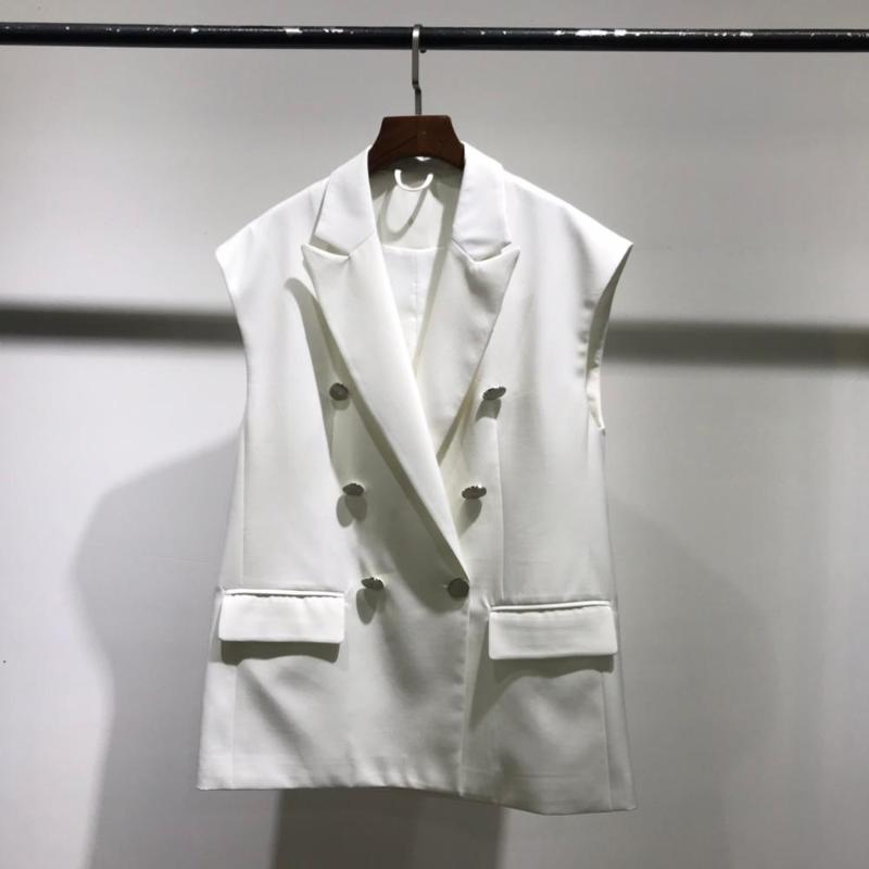 

B00956520 white women simple vest jacket, Blue