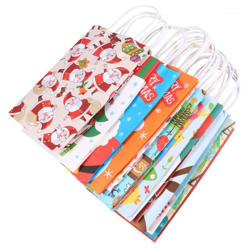 

14Pcs Kraft Handhold Bag Christmas Gift Bag Handbag (Assorted Color)1