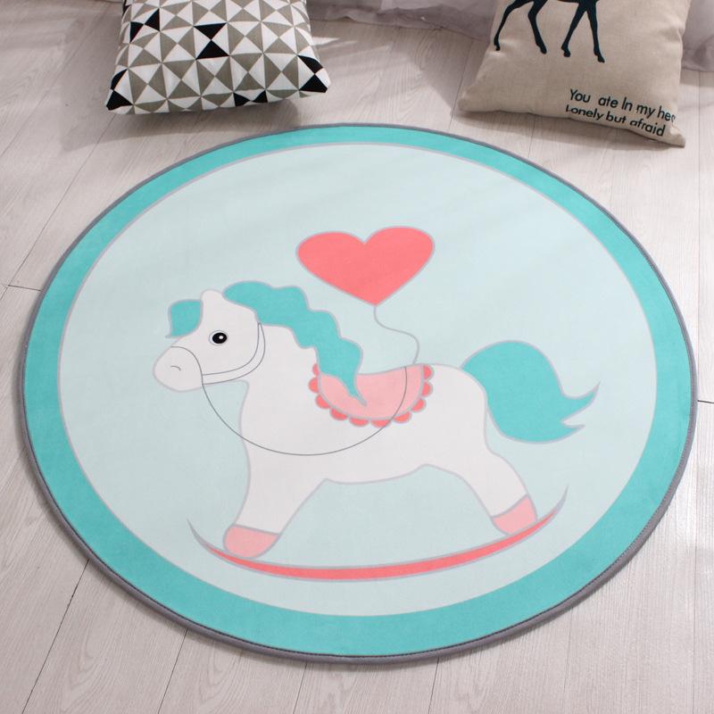 

Cute cartoon animals children bedroom door living room round computer chair hanging basket Mat Carpet, E025