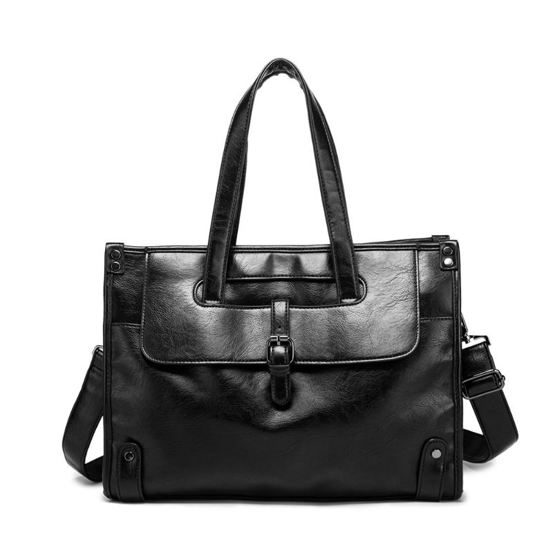 

2021 New Cow Leather Men's Briefcase High Quality Real Cowskin Business Handbag Brand New Office Work Shoulder Bag Black