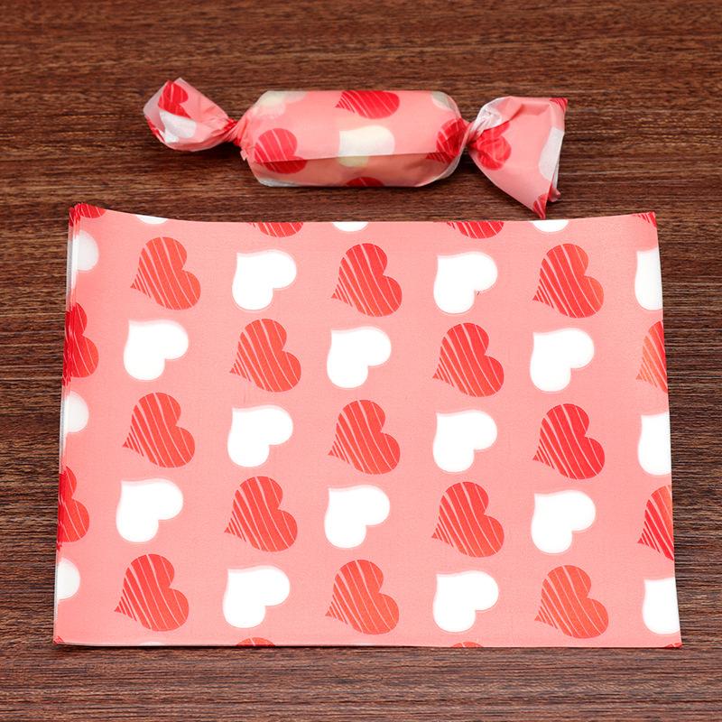 

500pcs/lot Red White Love Heart Decor Wedding Party Nougat Wrap Paper Baptism Sugar Packaging Candy Gift Pink Twisting Wax Paper