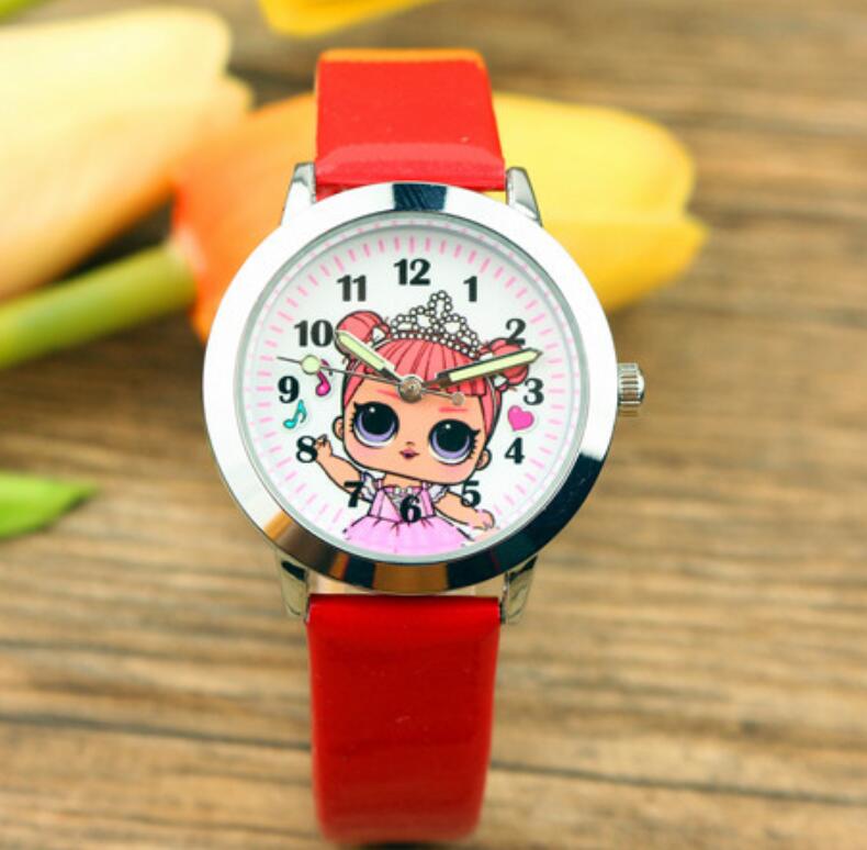 

New Cartoon Girl Leather Quartz Watch Children Kids Girls Boys Cute LOL girl Watch Casual Fashion Bracelet Wrist Watch Clock WristWatch, Leave a message about color