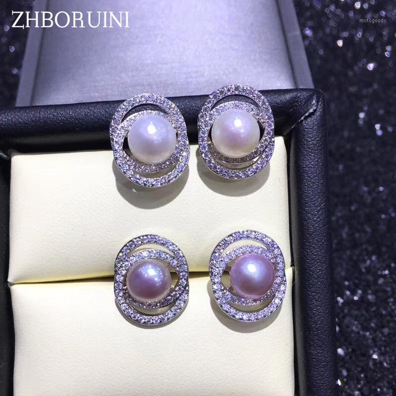 

ZHBORUINI Fashion Pearl Earrings Pearl Jewelry Ellipse zircon Earring Freshwater 925 Silver Jewelry For Women Wholesale1