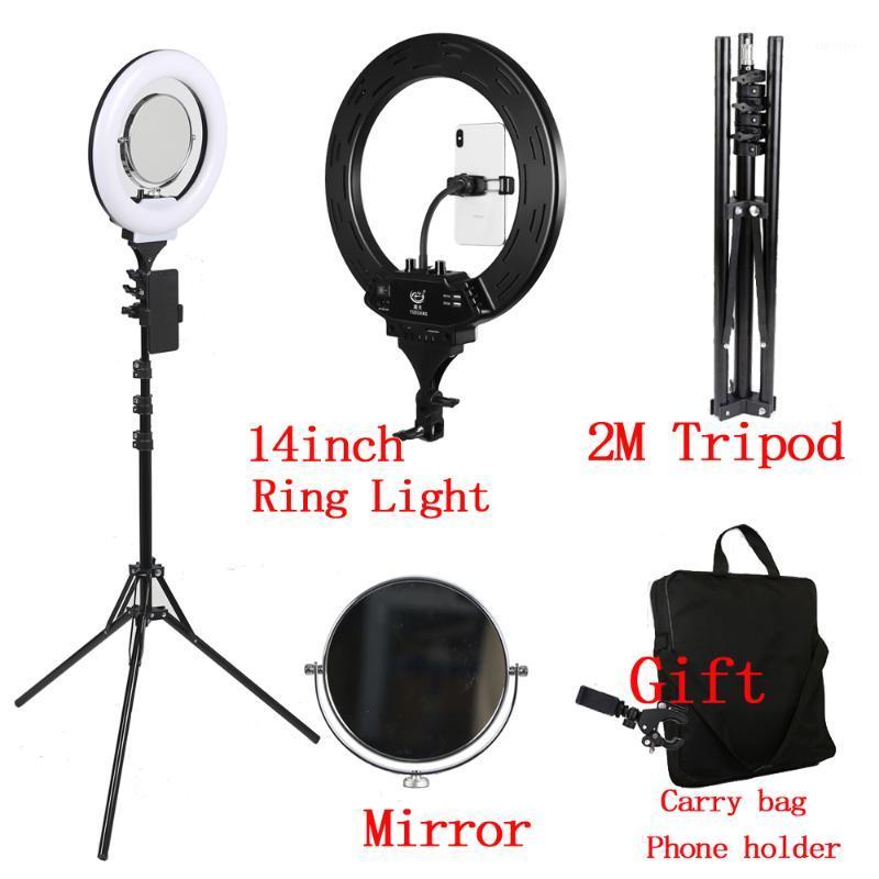

Photographic Lighting 14" Ring LIght Selfie LED Dimmable 3200-5600K Stepless adjusted Makeup Mirror with 2M Tripod for Youtube1