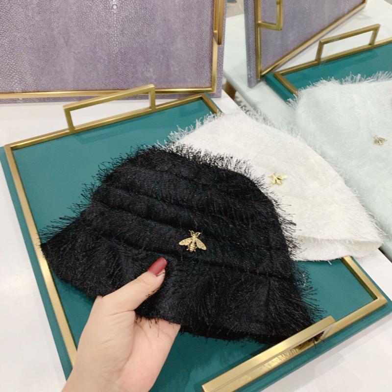 

Wide Brim Hats 202101-may-shi8744 Spring Feathery Fairy Fashionable Bee Leisure Lady Bucket Cap Women Fishermen Hat, Black