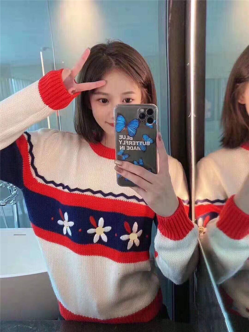 

Women Sweater Wool Quantity Winter Outwear Lady Sweatshirts Fashion Style Tops Embroidery Sweaters, White