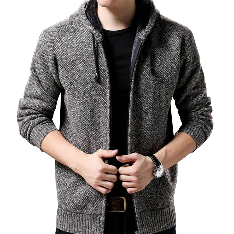 New Autumn Winter Jacket Men Sweater Warm Cashmere Wool Zipper Cardigan Jacket Men Coat Dress Casual Knitwear Male Clothes 201118Z