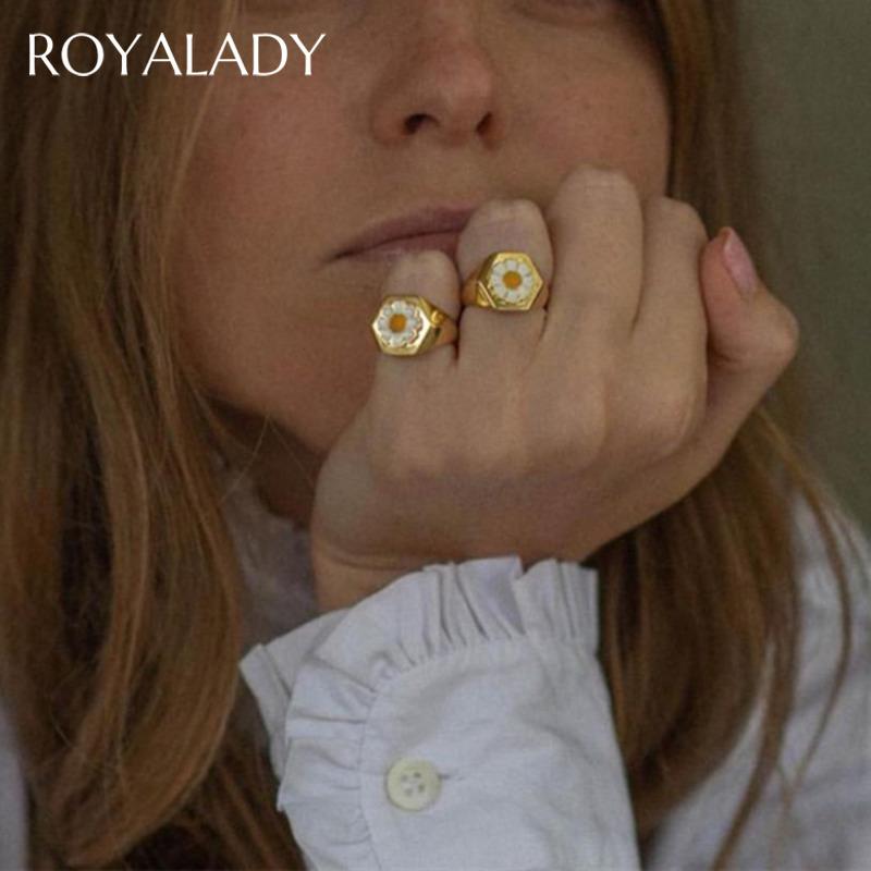 

Daisy Flower Rings For Women Unique Korean Style Gold Plated Party Finger Rings Female Wedding Jewelry Gifts Anillos Mujer