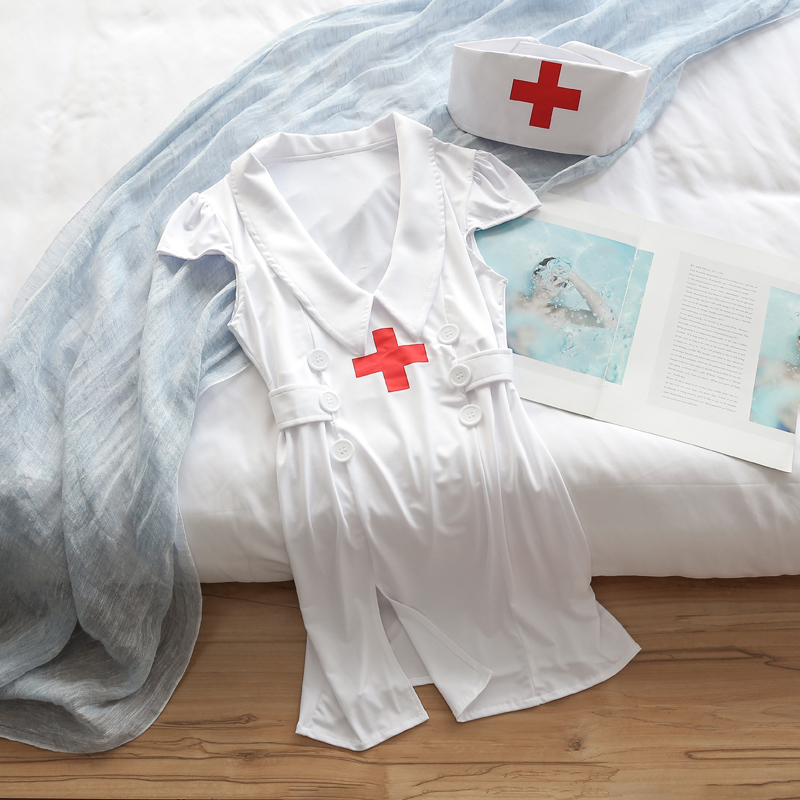 

Sexy women's attire, nurse's uniform, suit lingerie, cosplay, role-play nurse dressed as a maid, White