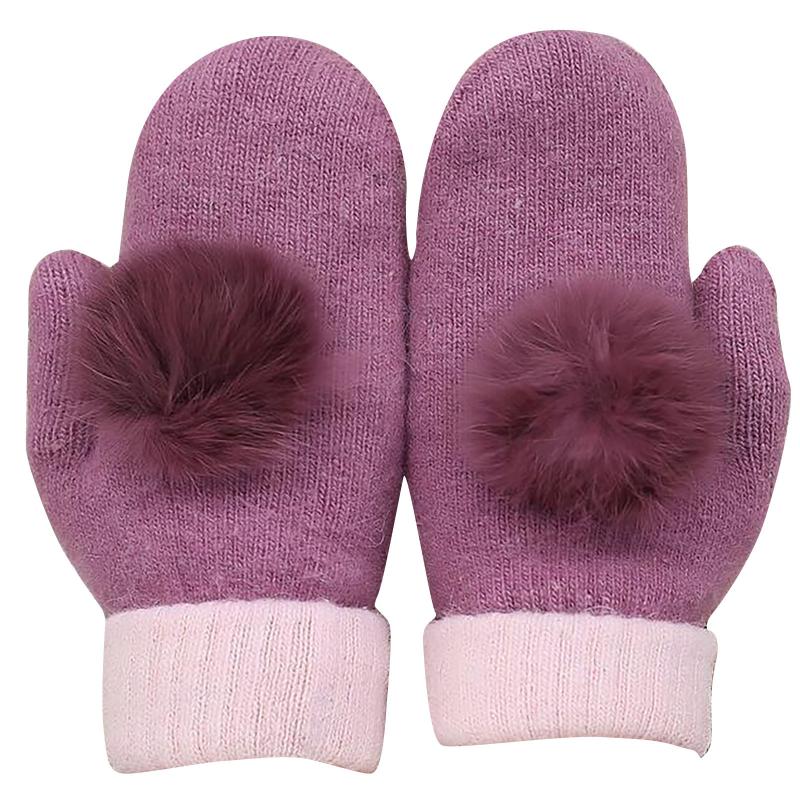 

Women Knitted Gloves Winter Thick Knitted Cashmere Double Layer Plush Wool Knit Warm Mittens Female Cute Full Fingers Gloves#p30