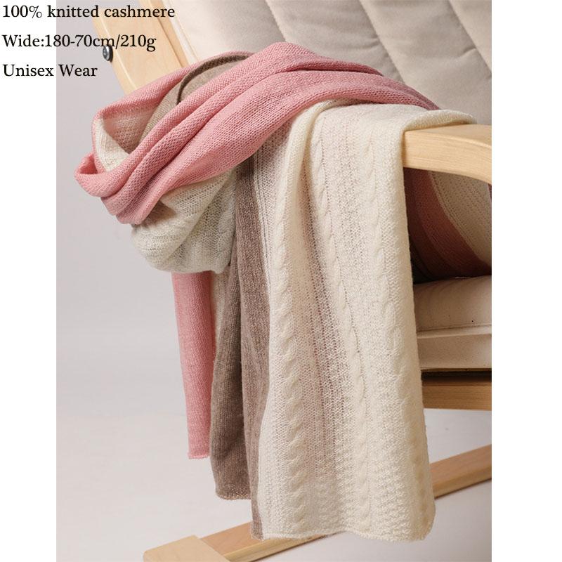 

New Pure 100% cashmere knitted scarf Women Autumn and winter Warm Thicken Wrap Shawl ladies wool écharpe longue