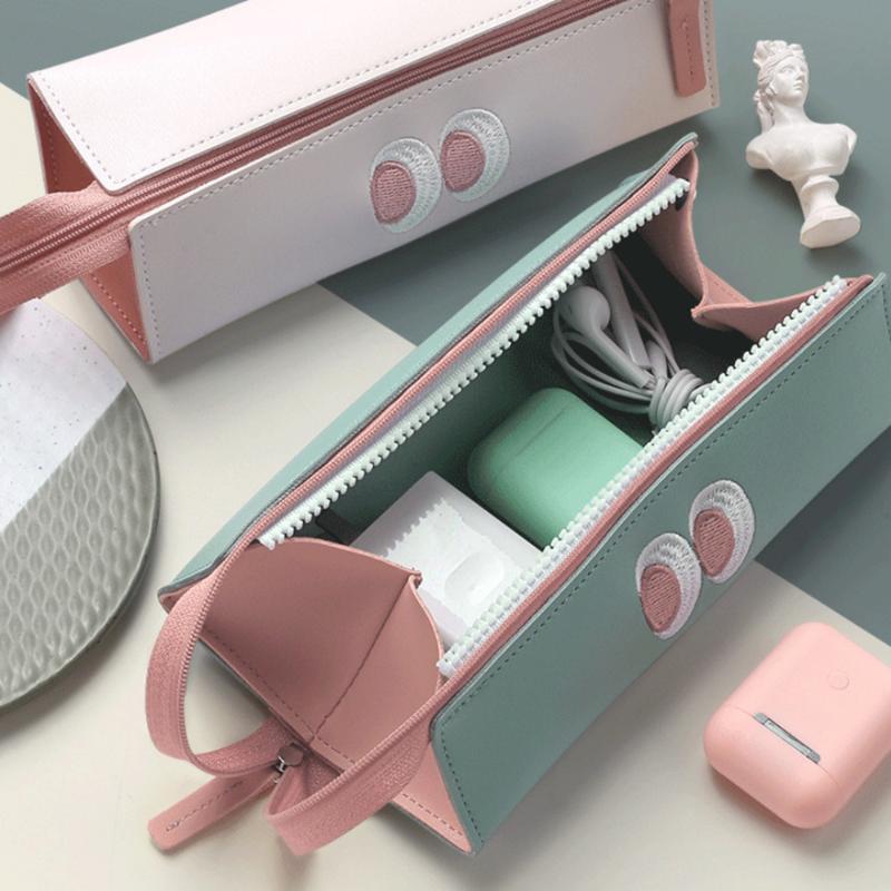 

Cute Cartoon Makeup Bag Kawaii Cosmetic Bag Large Capacity Pencil Case Cosmetics Pouch Korean Pen Holder Make Up Storage, Blue