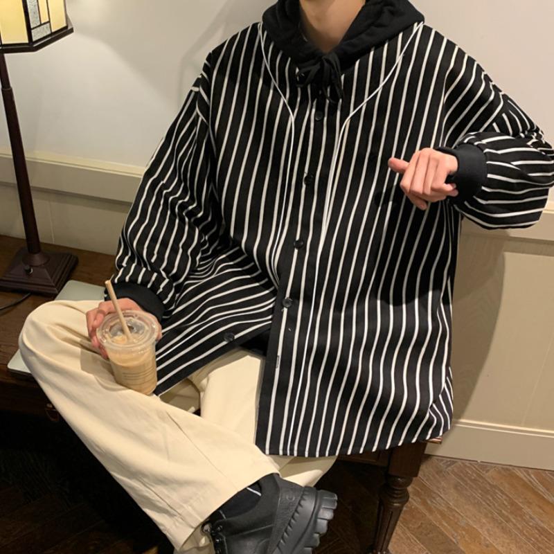 

Men's Jackets Oversized Black Denim Jacket Men Fashion Casual Retro Striped Mens Streetwear Loose Hip Hop Bomber, Black;brown