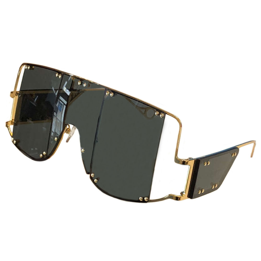 

Futuristic 2021 New Rihanna Fenty Brand Retro Sun Rectangular Steampunk Goggles Yellow Glasses Women Vintage Rimless Sunglasses, White;black