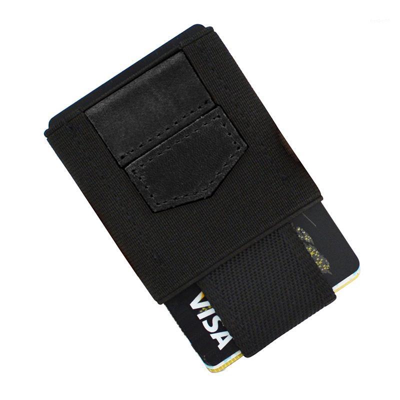 

1pcs 15 Card Holders Elastic Belt Fixed Front Pocket Package For Men&Women Cash Coins Keys Slim Wallet1, Black
