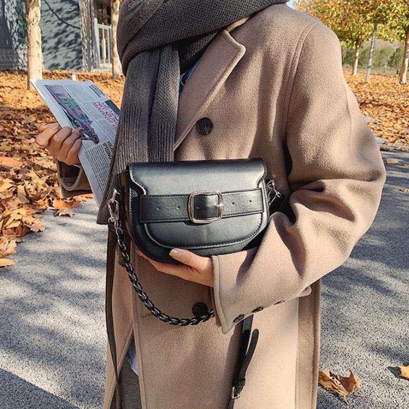 

Retro Simple Crossbody Bags for Women 2021 High Quality Shoulder Bag PU Leather Saddle Bags and Purses, Brown