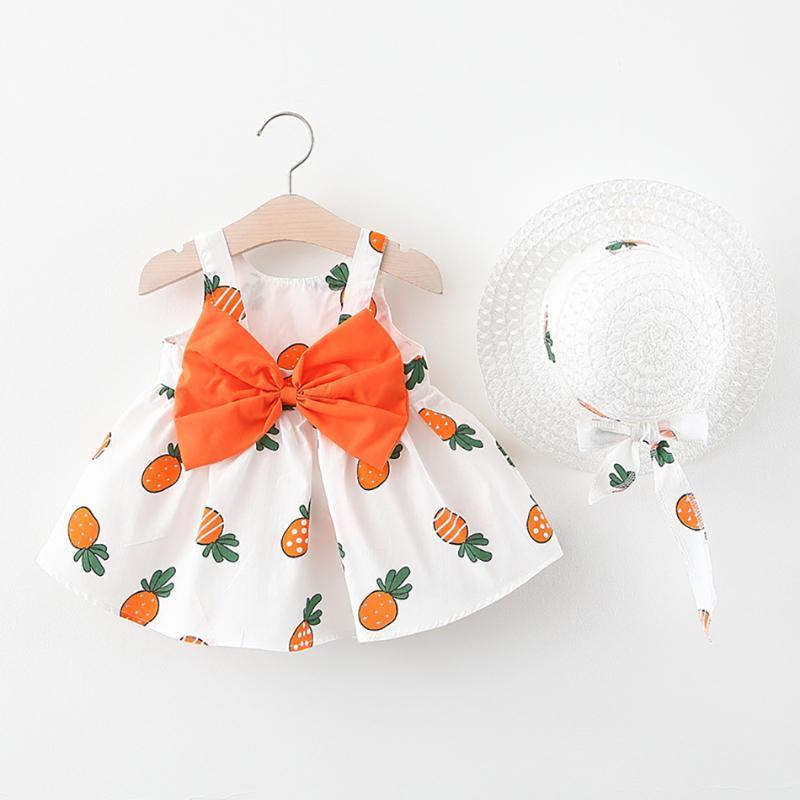 

2020 New Baby Girl Dress With Hat 2 Pieces Suit Children's Clothing Summer Sleeveless Birthday Party Dress1, Ek0917