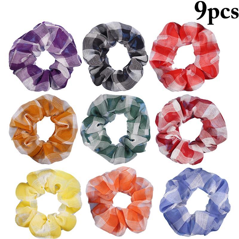 

9PCS/1Set Women Girls Hair Scrunchy Creative Fashion Elastic Elegant Hair Tie Ponytail Holder Bands Accessories