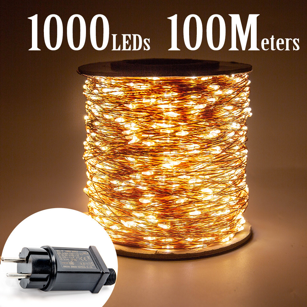 

100M 1000 led string fairy lights christmas Plug In for Outdoor wedding Party Holiday Garden Mariage Garland Bedroom Decoration Y200903
